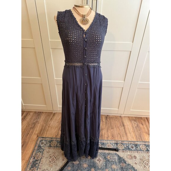 Johnny Was Gavin Maxi Dress S Empire waist Lace flowy Cottagecore Coquette Read - Picture 1 of 16